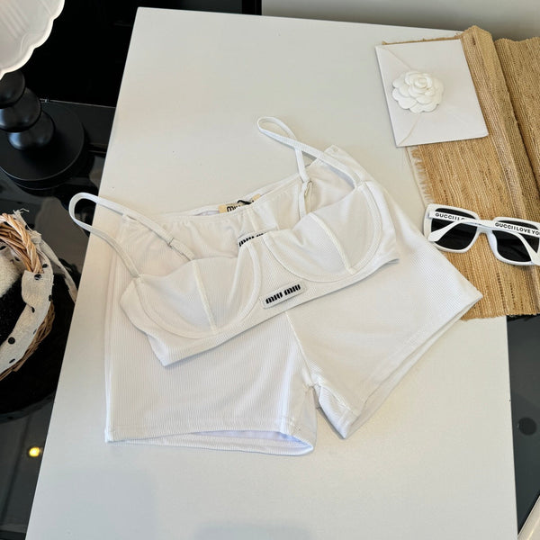 Miumiu Two-piece Bikini Swimsuit White in Cotton polyester 204639