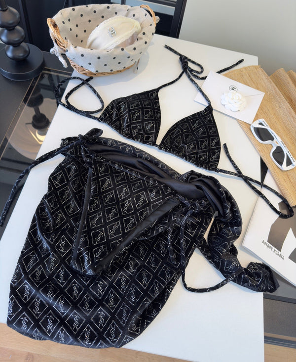 YSL Bikini Swimsuit Black in Cotton 187428