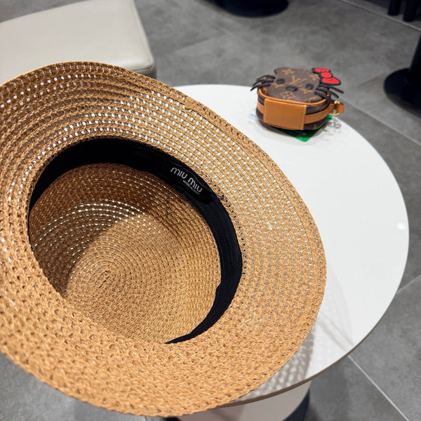 Miumiu Bucket Hat Camel White in Straw 205584