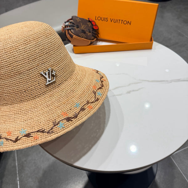 LV Crochet Hat Camel Beige in Raffia 205603