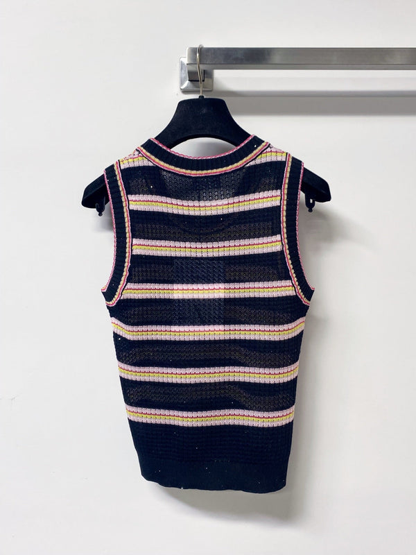 Chanel Two-Tone Vest Pink Black in Tencel 194368