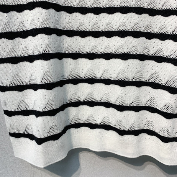 Dior 26SS Striped Knit Short-Sleeve Top White in Polyester Fiber 199330