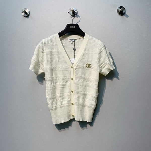 Dior 26 Cream White Knit Cardigan in Tencel 190096