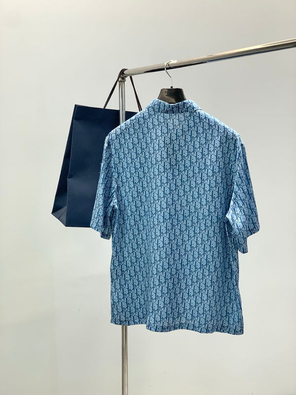 Dior Short-sleeved Shirt Light Blue in Tencel 183929