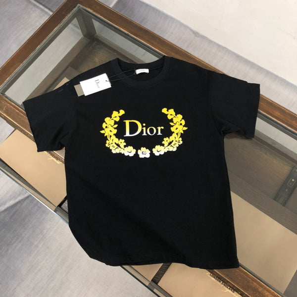 Dior Crew Neck Short Sleeve T-Shirt Black in Cotton 181970