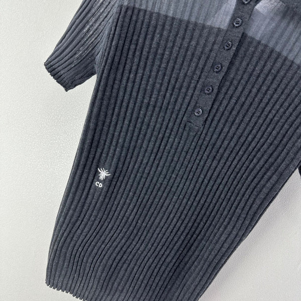 Dior Semi-transparent Knit Polo Shirt Black in Wool 362482