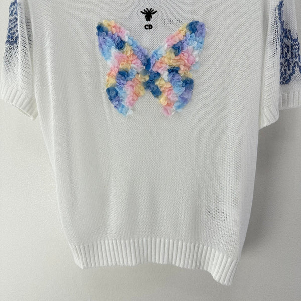 Dior Butterfly Knit Short-Sleeve T-Shirt White in Wool 360700