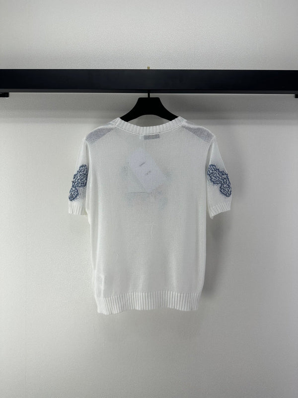 Dior Butterfly Knit Short-Sleeve T-Shirt White in Wool 360700