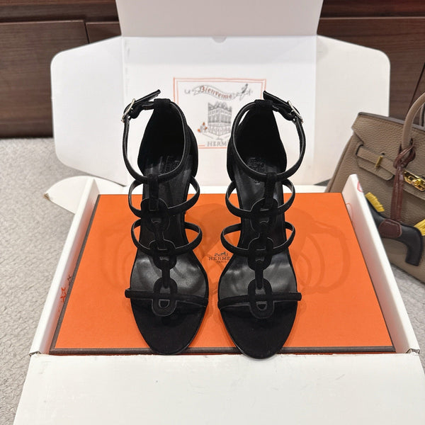 HM 26ss High Heels Sandals 10.5 Black Suede 686017