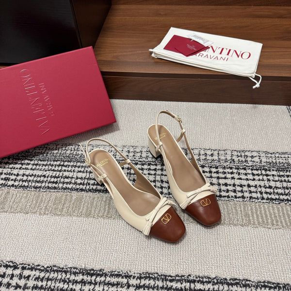 Valentino Garavani Slingback 60 Brown Cream in Sheepskin 685895