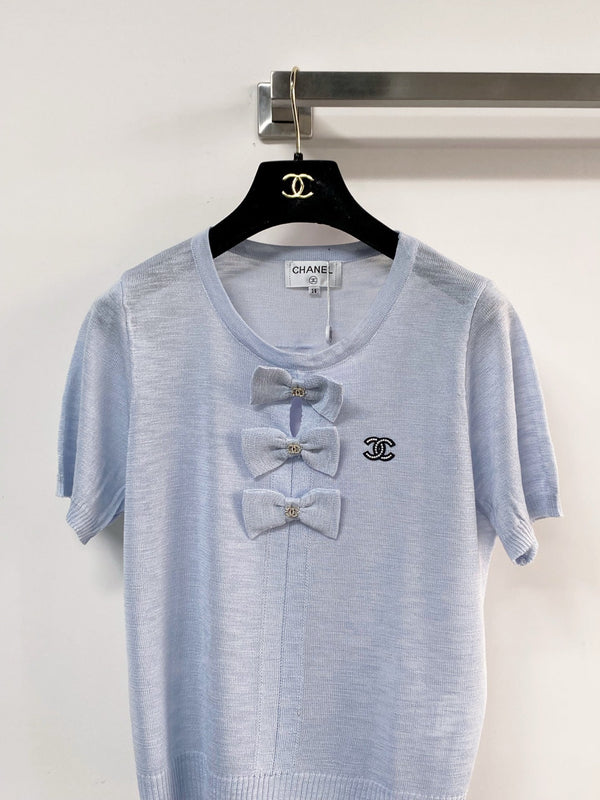 Chanel Short-Sleeve T-Shirt Blue in Wool 208006