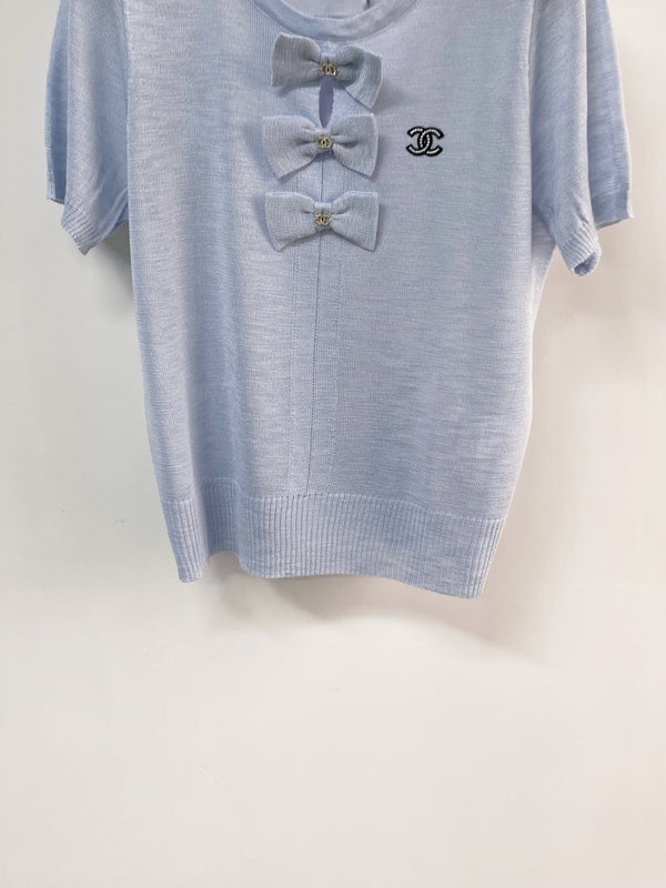 Chanel Short-Sleeve T-Shirt Blue in Wool 208006