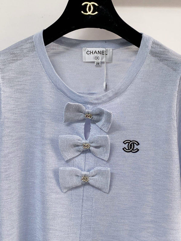 Chanel Short-Sleeve T-Shirt Blue in Wool 208006