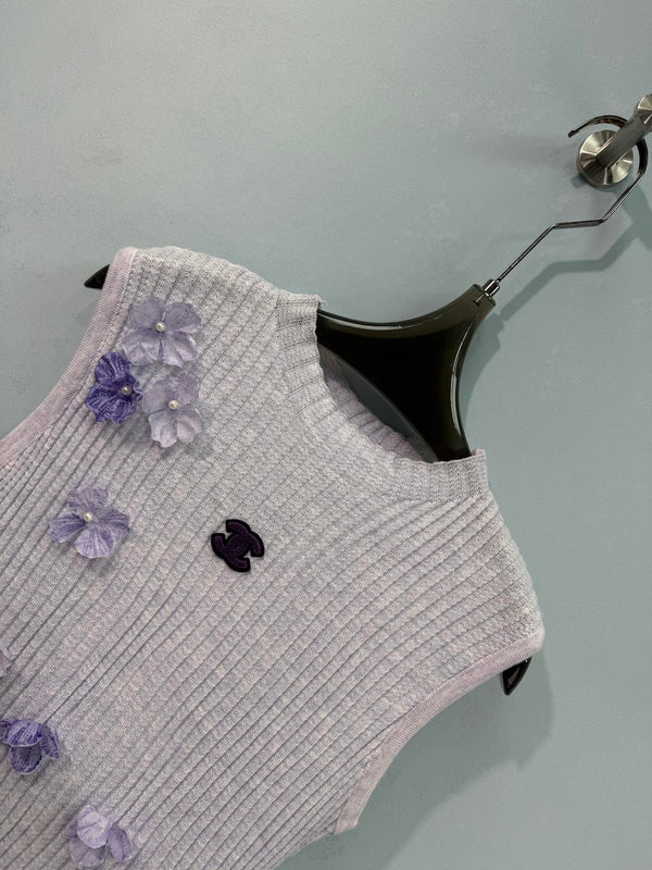 Chanel Knit Vest Purple in Wool 212281