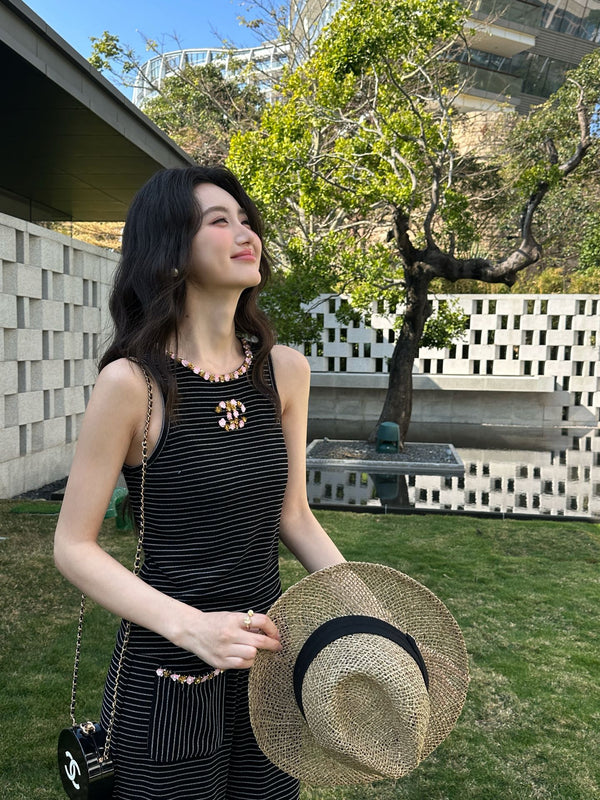 Chanel 26 Striped Suit Black in Acetate 202866