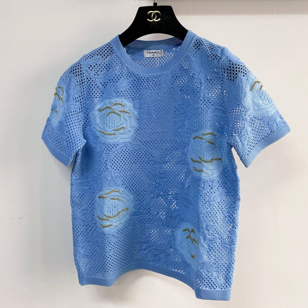 Chanel Short-Sleeve T-Shirt Blue in Cotton 204037