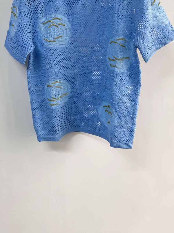 Chanel Short-Sleeve T-Shirt Blue in Cotton 204037