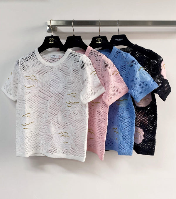 Chanel Short-Sleeve T-Shirt Blue in Cotton 204037