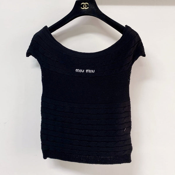 Miumiu Short-Sleeve T-Shirt Black in Cotton Nitrile 208016