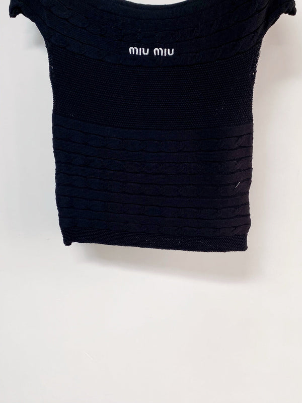 Miumiu Short-Sleeve T-Shirt Black in Cotton Nitrile 208016