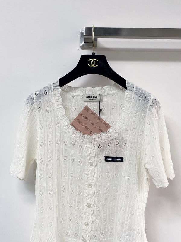 Miumiu Cardigan Short-Sleeve White in Wool 207988