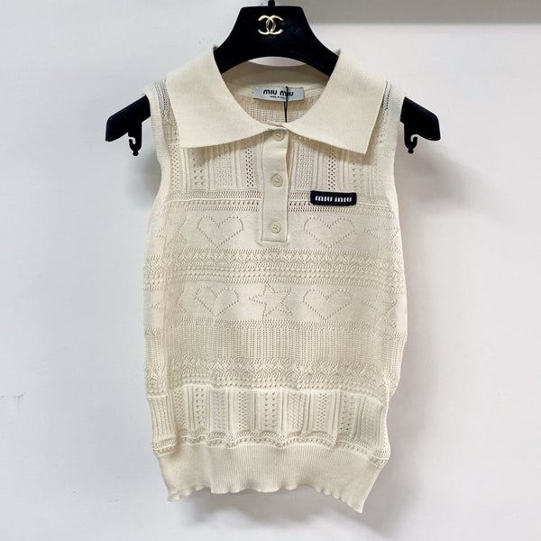 Miumiu Vest Beige in Cotton 207984