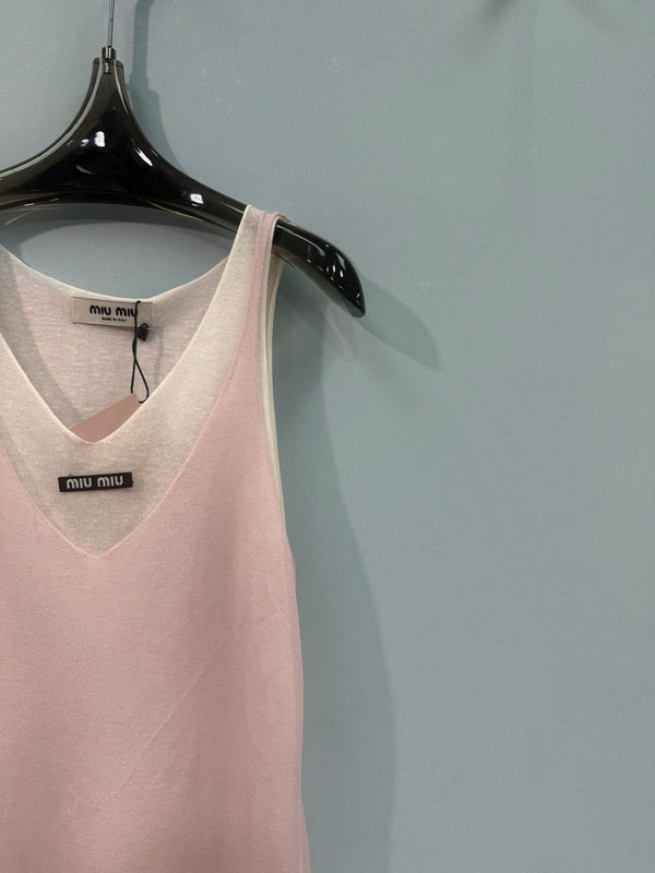 Miumiu Knitted Vest Pink in Silk 207752