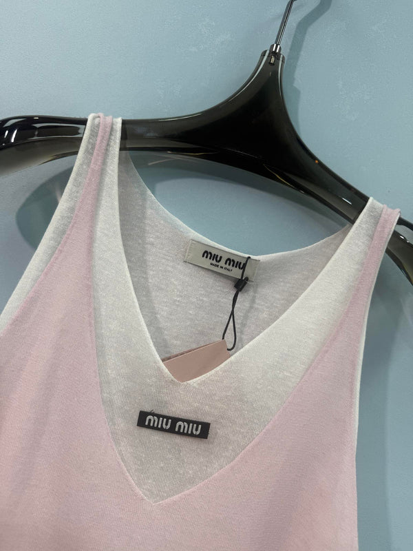 Miumiu Knitted Vest Pink in Silk 207752