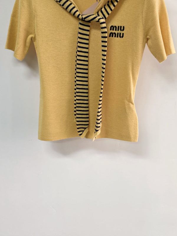 Miu Miu Short-Sleeve T-Shirt Yellow in Wool 204075