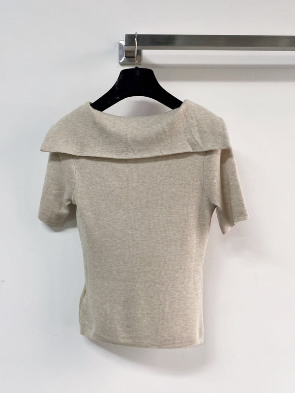 Miu Miu Short-Sleeve T-Shirt Greige in Wool 204073