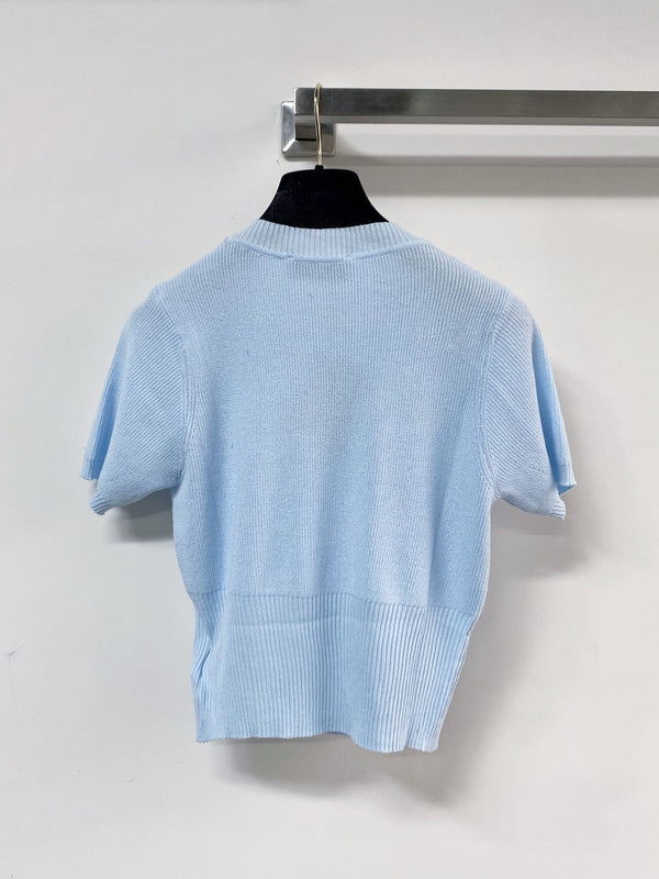 Miu Miu Short-Sleeve T-Shirt Blue in Wool 204065