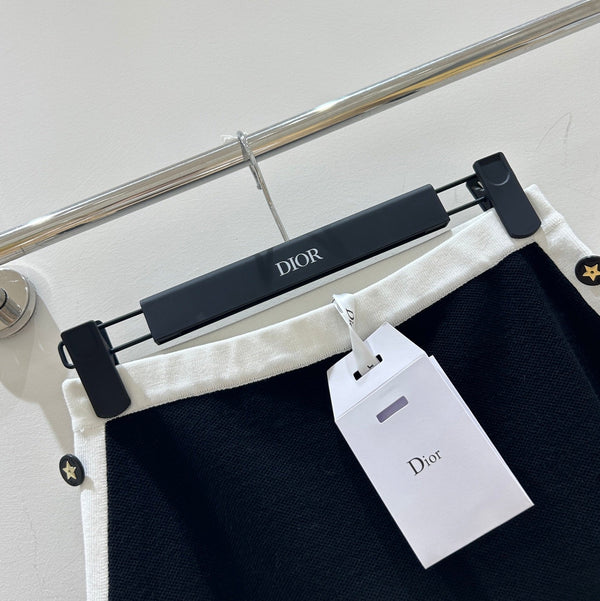 Dior Black and White Color-blocked Midi Skirt in Viscose 214023