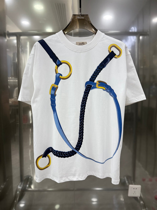 HM  Short-Sleeve T-Shirt with Equestrian Theme Print White in Cotton 215417
