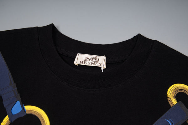 HM  Short-Sleeve T-Shirt with Equestrian Theme Print Black in Cotton 215416