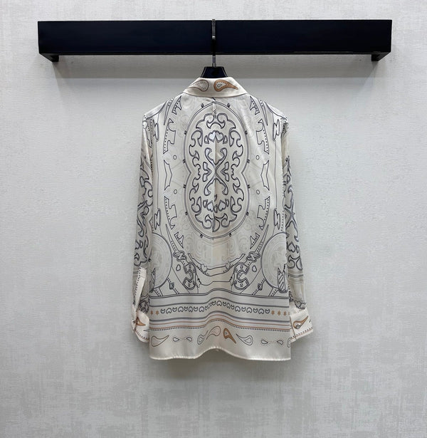 HM 26 Printed Long-Sleeve Shirt White in Mulberry Silk 172264
