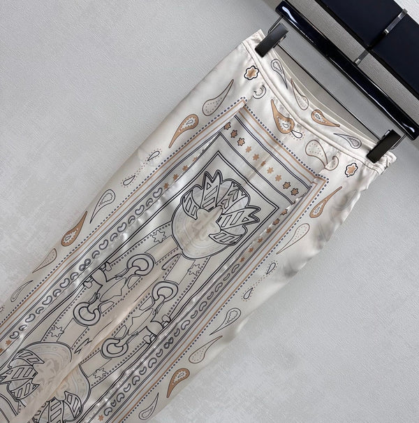 HM 26 Printed Straight-Leg Trousers White in Mulberry Silk 172263