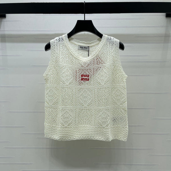 Miu Miu 26 Pattern Vest White in Wool 221699