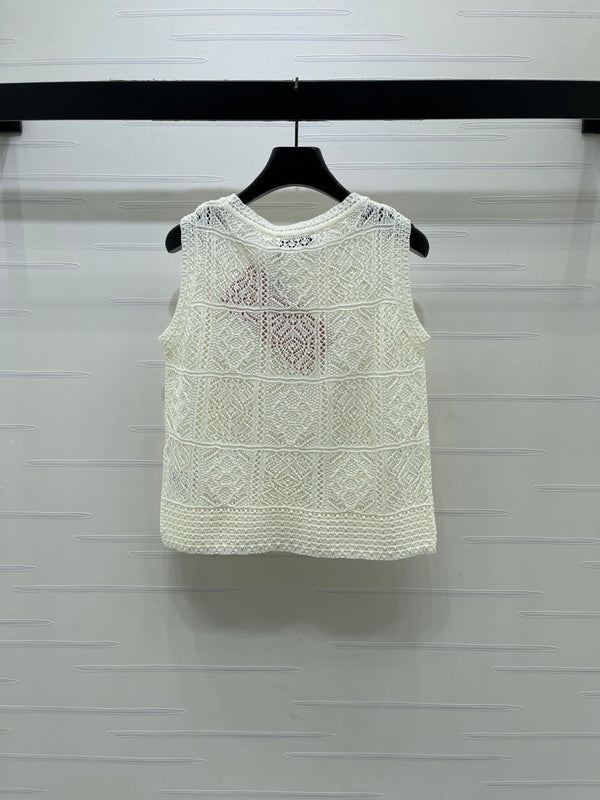 Miu Miu 26 Pattern Vest White in Wool 221699