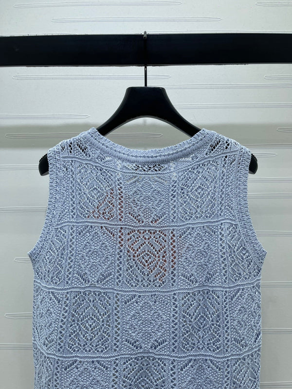 Miu Miu 26 Pattern Vest Blue in Wool 221698