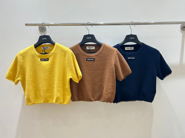 Miu Miu Short-sleeved Top in Cotton 221212