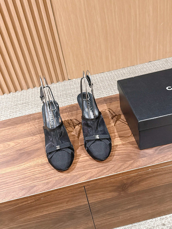 CC 26SS Slingback 80 with Bow Black in Mesh 692548