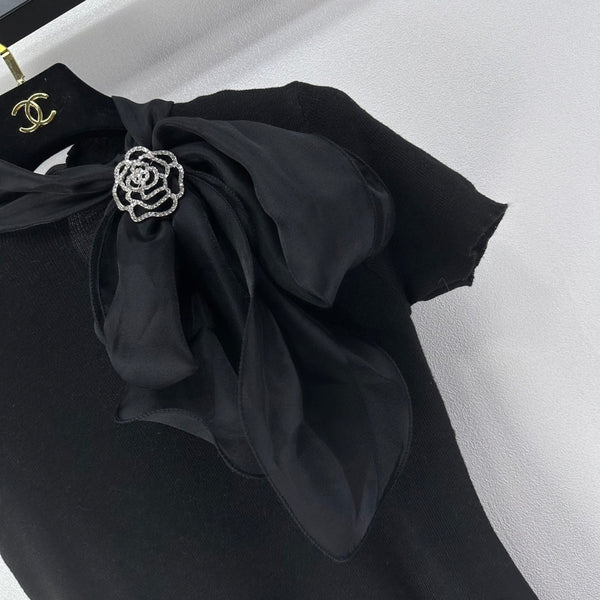 Chanel Bow-Tie Knit Top Black in Viscose 361048