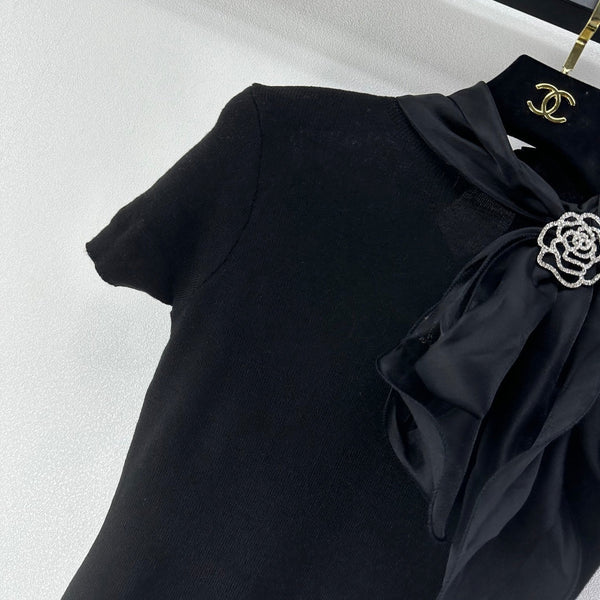 Chanel Bow-Tie Knit Top Black in Viscose 361048