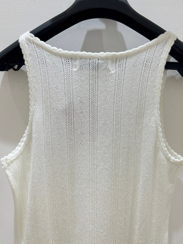 Miu Miu Wavy Lace Vest Cream in Wool 218886