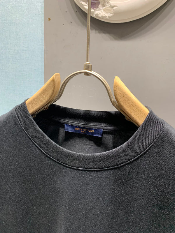 LV Embroidered Applique T-Shirt Black in Cotton 229463