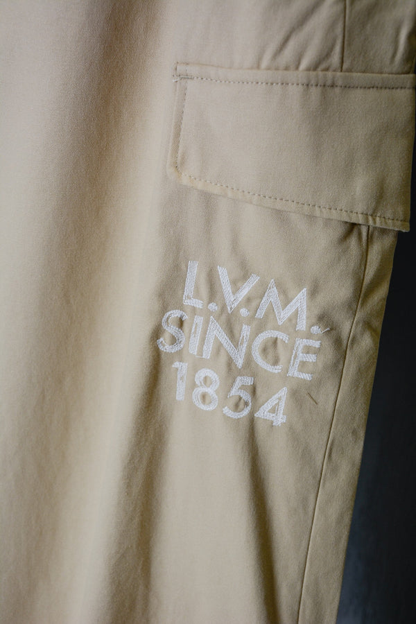 LV Khaki Cargo Wide-Leg Pants in Cotton 220344