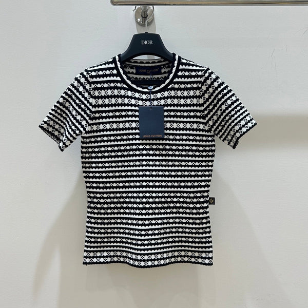 LV Short-Sleeve Knit Top Black in Cotton 217691
