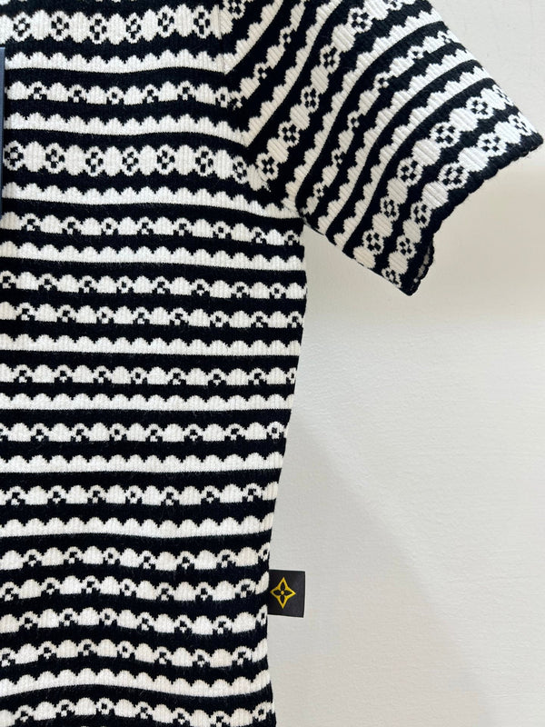 LV Short-Sleeve Knit Top Black in Cotton 217691
