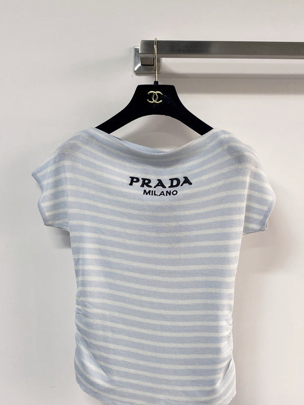 Prada Short-Sleeve T-Shirt Light Blue in Cotton 231745
