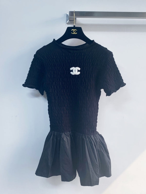 Chanel Short-Sleeve Dress Black in Polyester 235967